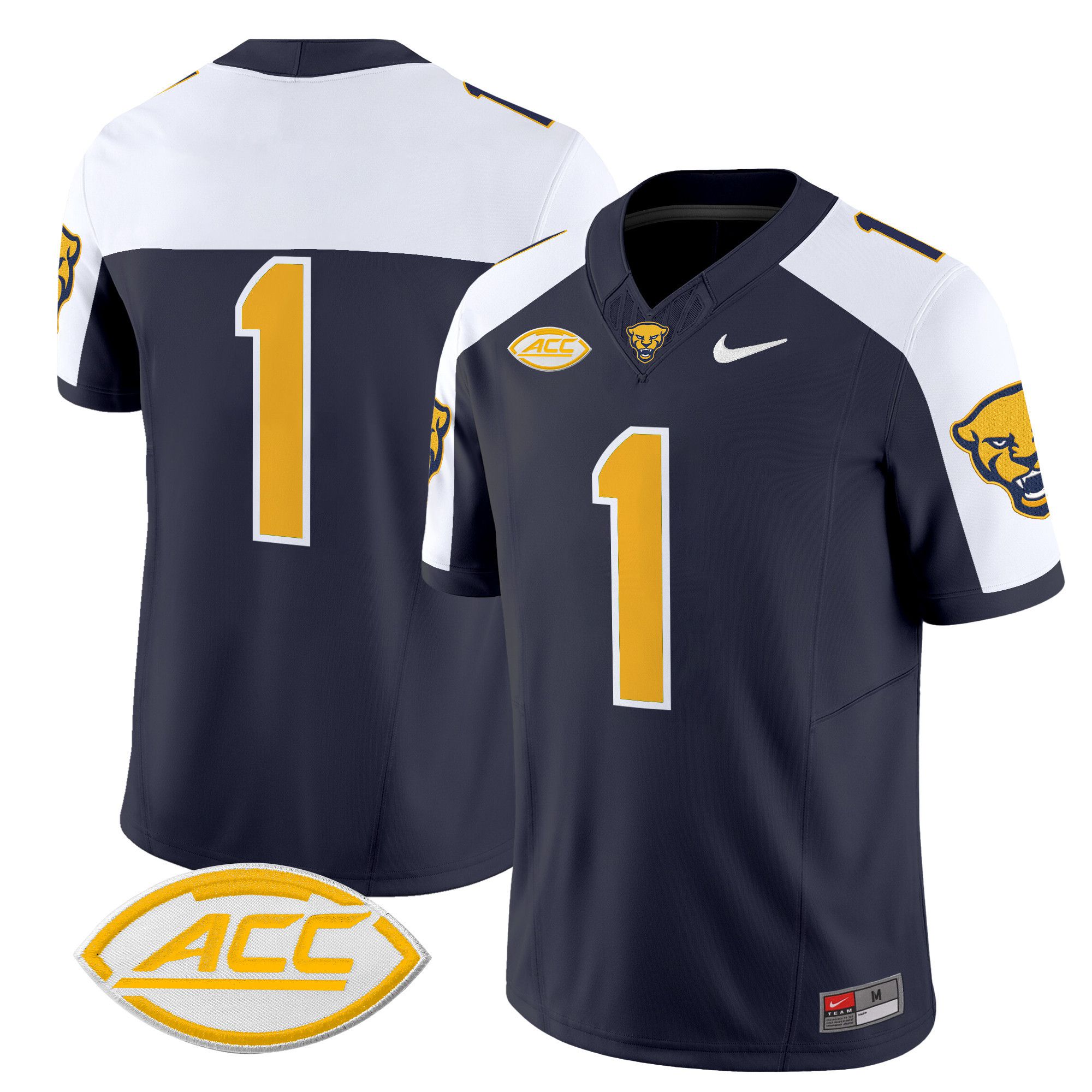 Men Pittsburgh Panthers 1 No Name Black Nike 2024 Vapor Limited NCAA Jersey